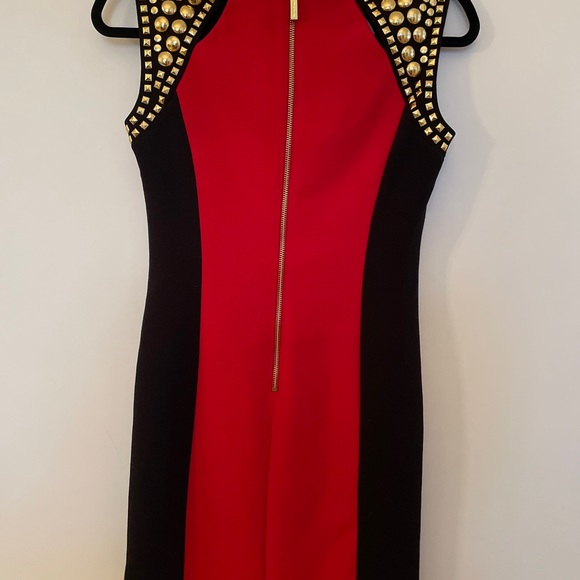 Michael Kors Red and Black Dress with Gold Stud Hardware - Picture 9 of 10